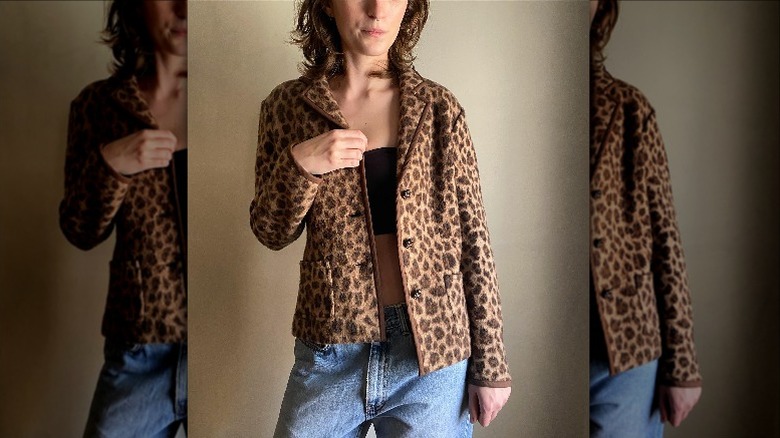 woman in leopard print jacket