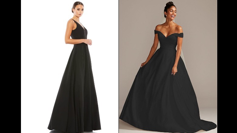 two taffetta black wedding dresses