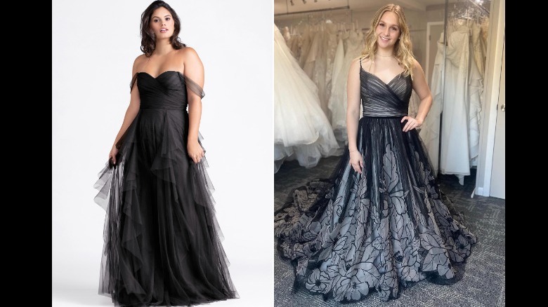 two tulle black wedding dresses