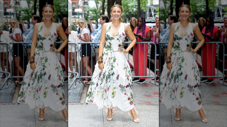 Blake Lively in a white flower dress in New York City in 2024