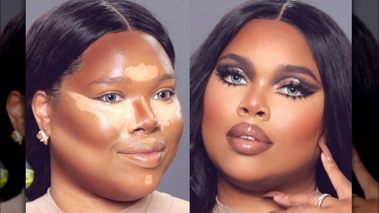 Before and after concealer is blended