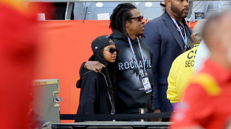 Blue Ivy Carter and Jay-Z at the Super Bowl 2023