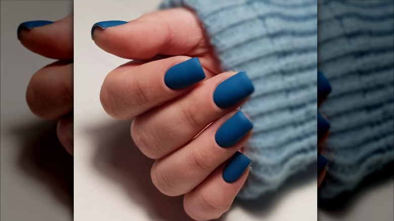 matte blue nails