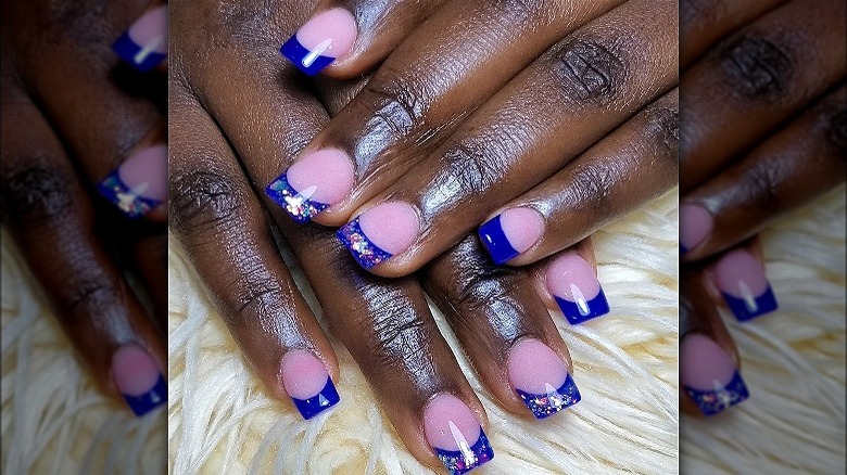 cobalt tips with glitter