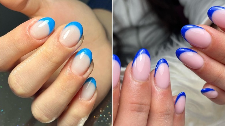 turquoise and cobalt French tips