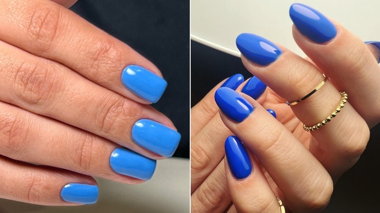 bright blue and medium cobalt blue nails