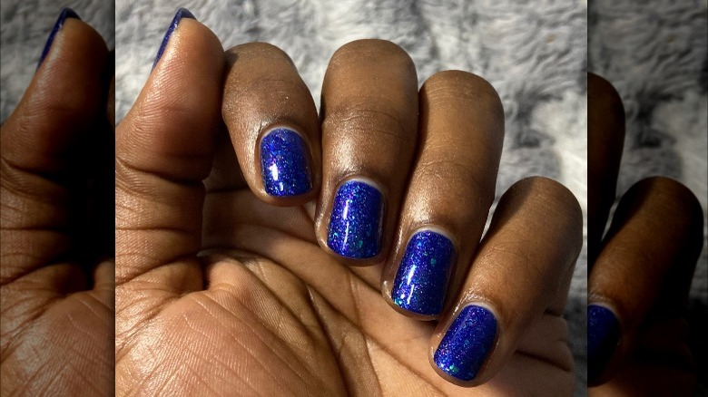 bright blue glitter nails