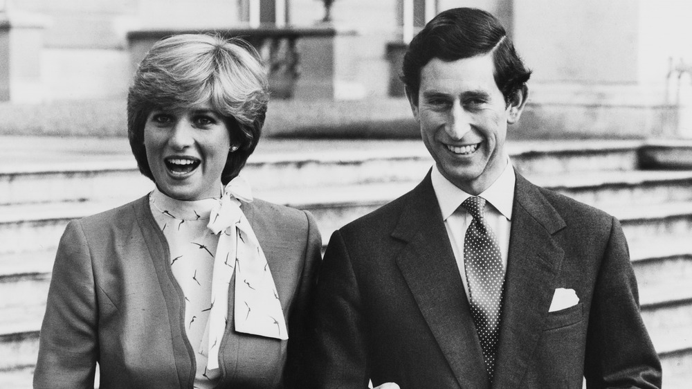 Princess Diana and Prince Charles at their engagement announcement