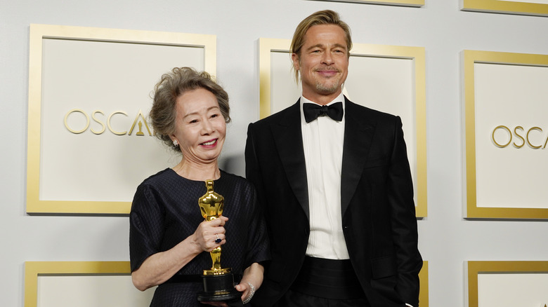 Brad Pitt and Youn Yuh-jung at Oscars