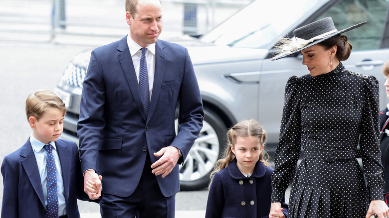 Prince George, Prince William, Princess Charlotte, and Kate Middleton