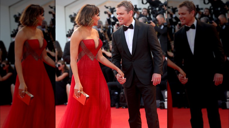 Matt Damon and Luciana Barroso gazing at each other