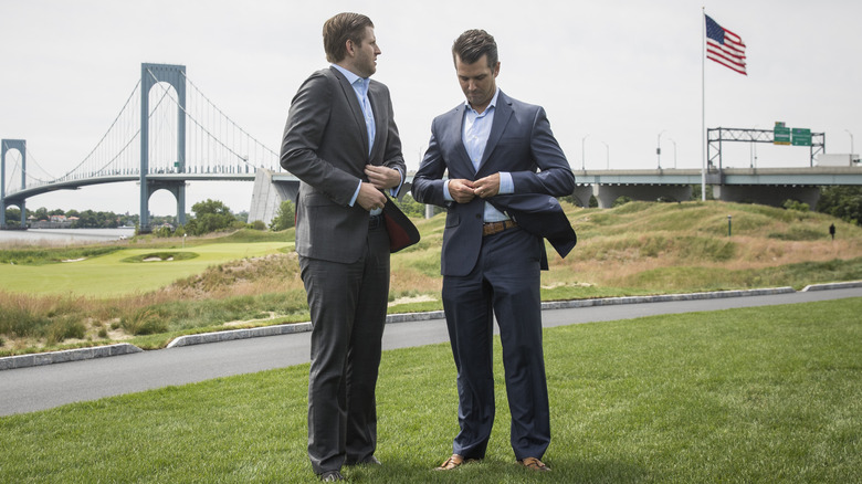 Donald Jr and Eric Trump outside