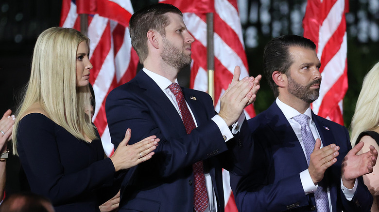 Ivanka, Eric, and Donald Trump Jr. clapping