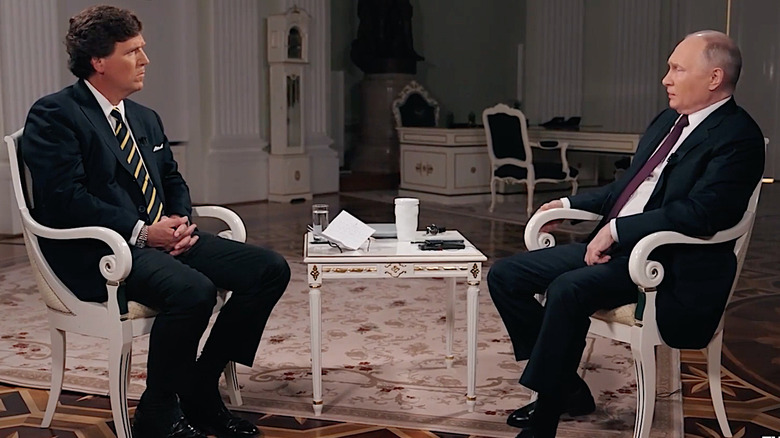 Tucker Carlson and Vladimir Putin during interview