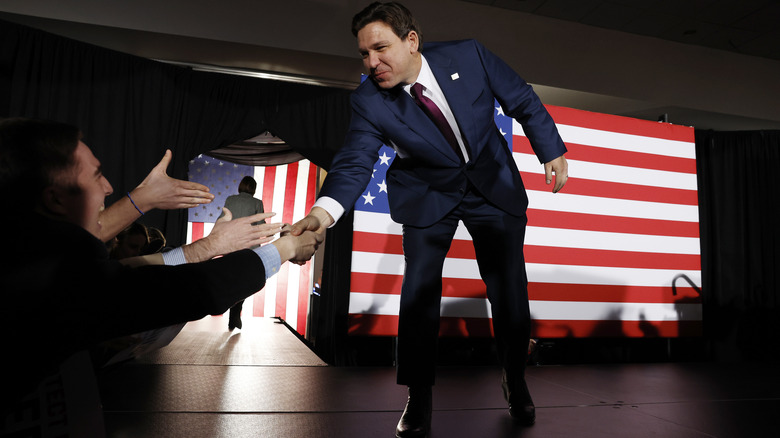 Ron DeSantis greeting a crowd in Iowa 