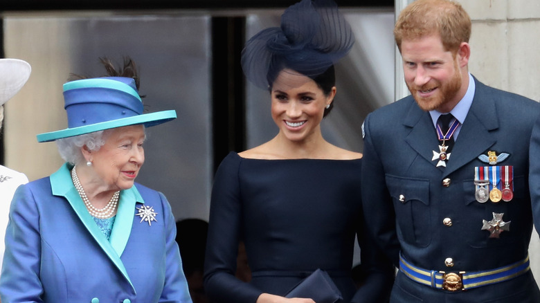 Prince Harry, Meghan Markle, and Queen Elizabeth II