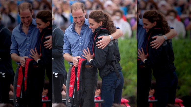 Prince William with arm around Kate Middleton