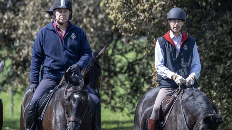 Andrew and Edward ride horses