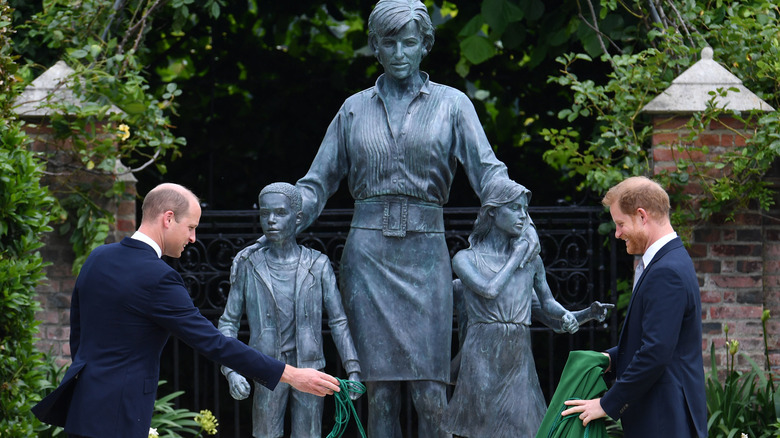 Harry and William at Diana statue unveiling 