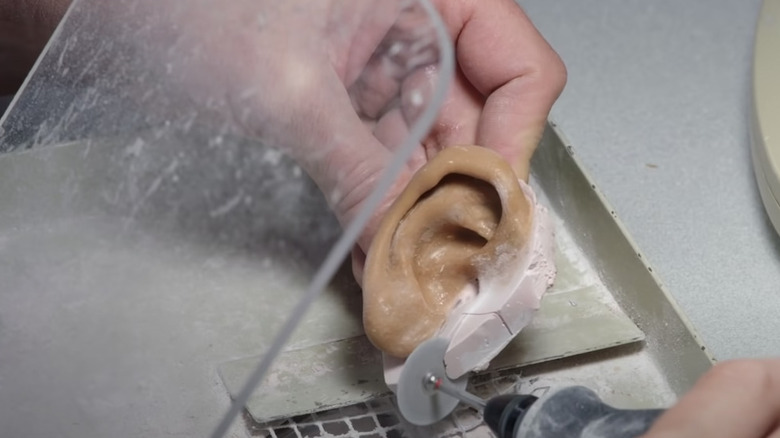 Prosthetic ear being made by Allison Vest on Body Parts