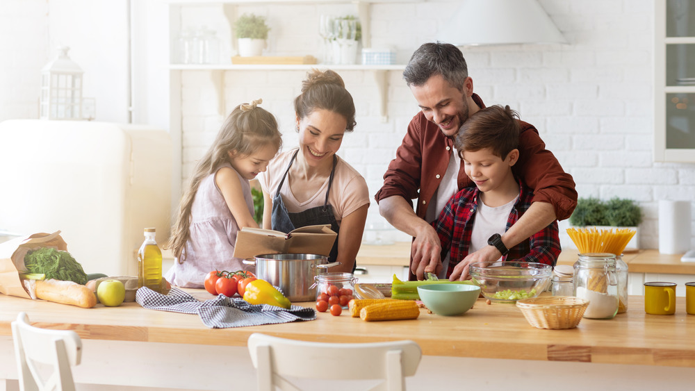 A family having dinner