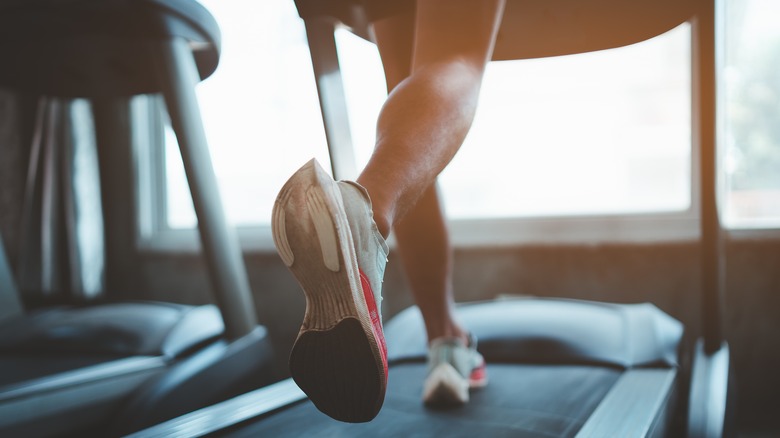 Woman running on a treadmill