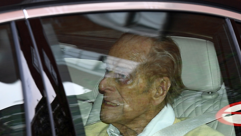 Prince Philip as he is driven home for the last time