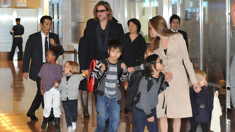 Brad Pitt and Angelina Jolie with children