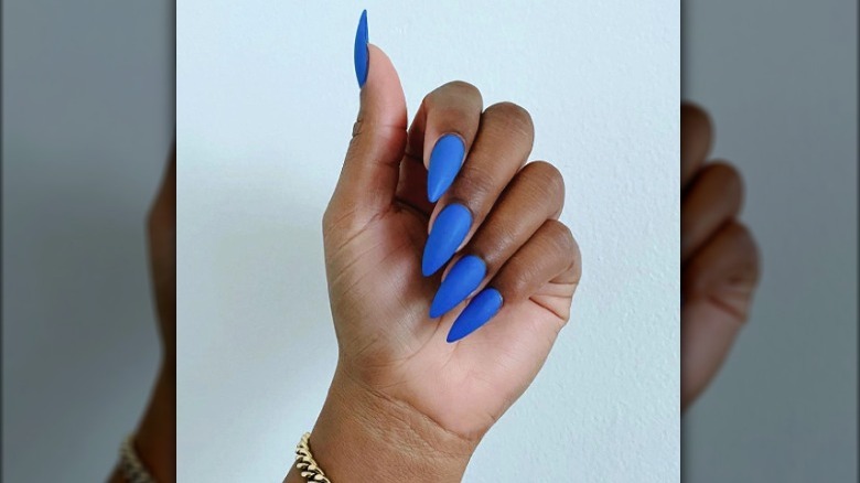 matte denim blue nails