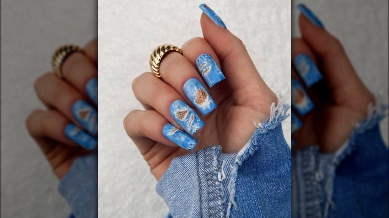 distressed denim nail art