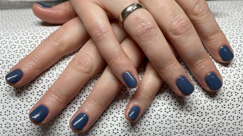 dark blue denim nails