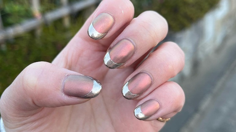 Chrome French manicure