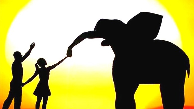 Attraction shadow show with elephant