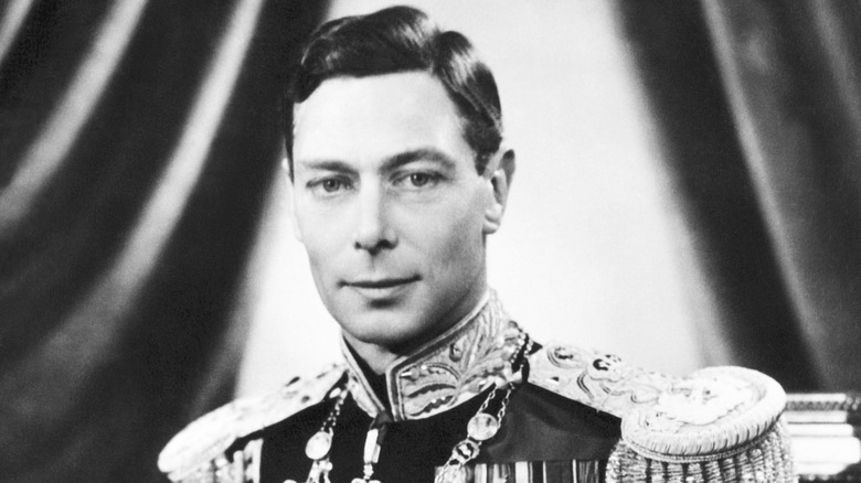 A black and white photograph of King George VI 