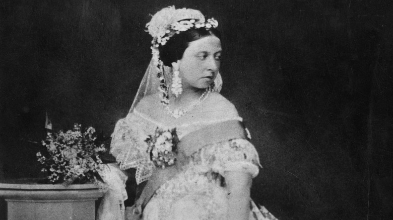 A black and while portrait of Queen Victoria 