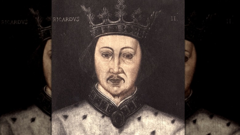 A painted portrait of Richard II wearing a crown 