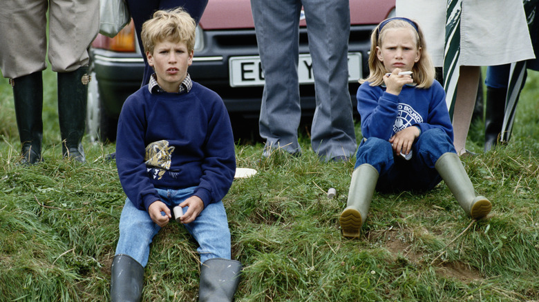 Peter and Zara Phillips as children