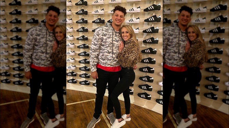 Patrick and Brittany Mahomes in a shoe shop in 2020