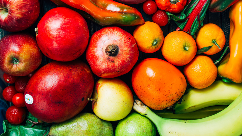 A collection of rainbow fruits 