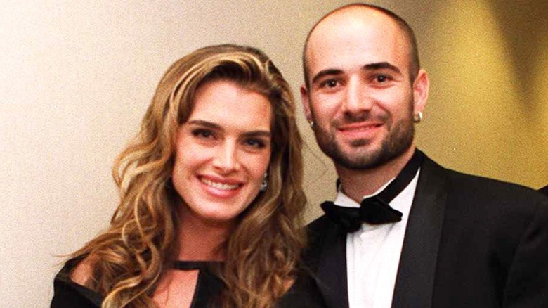 Brooke Shields and Andre Agassi smiling