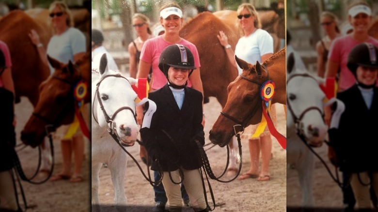 Young Jessica Springsteen with horses