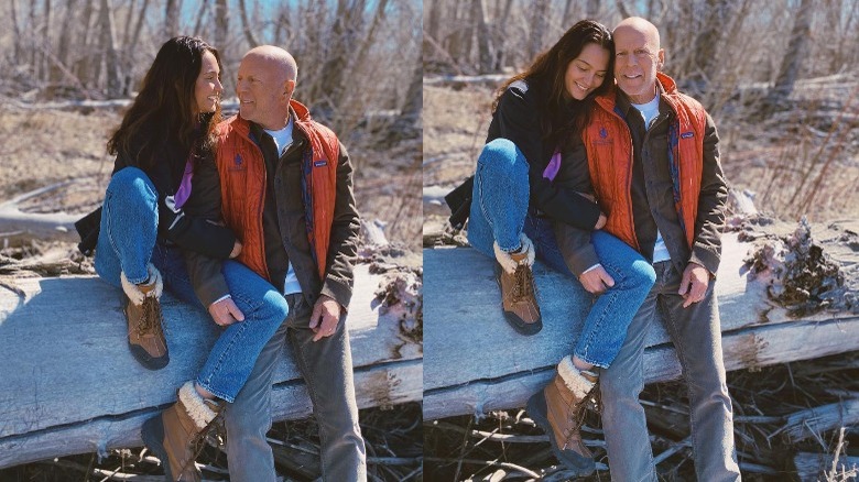 Bruce Willis and wife hanging in the wilderness