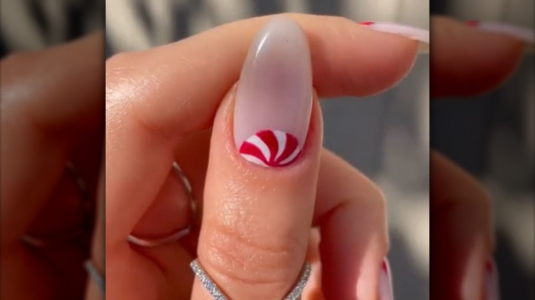 Red and white manicure TikTok video