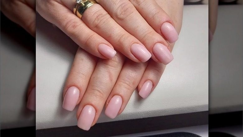 Pink nails with square tip