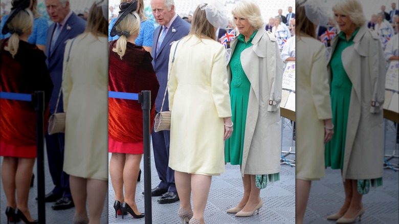 Camilla, Queen Consort speaks with a visitor