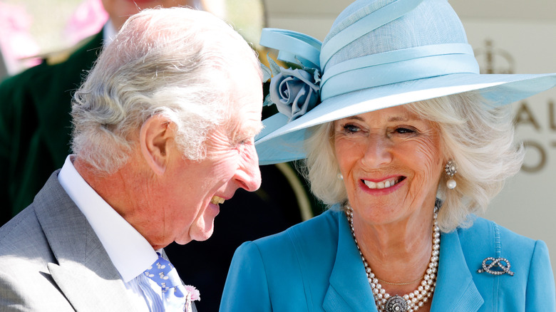 Prince Charles and Camilla smiling at each other