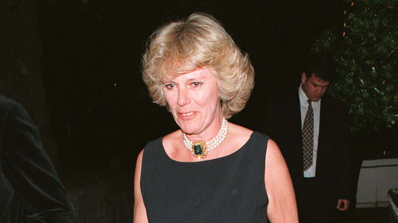 Camilla Parker Bowles looking down  