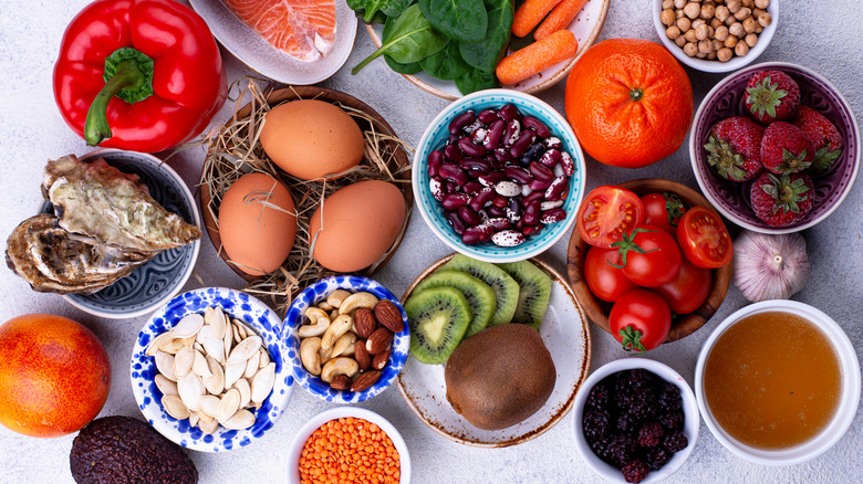 Fruits, vegetables and eggs