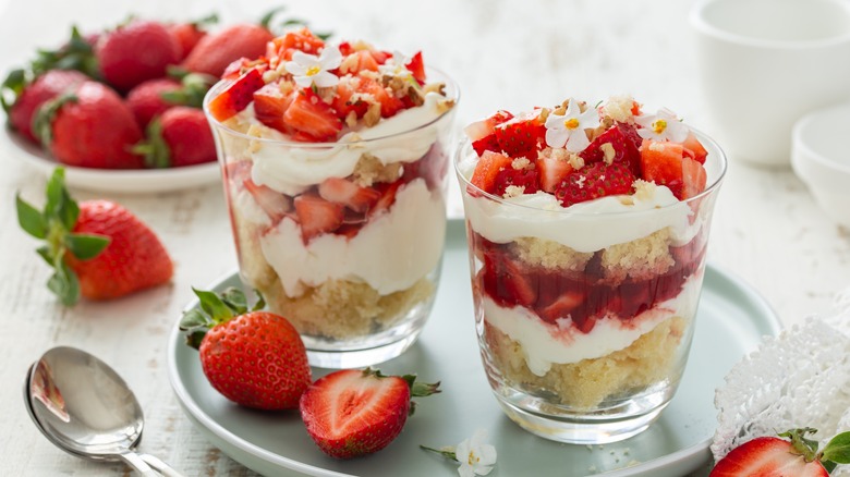 Strawberry parfait in glass cups