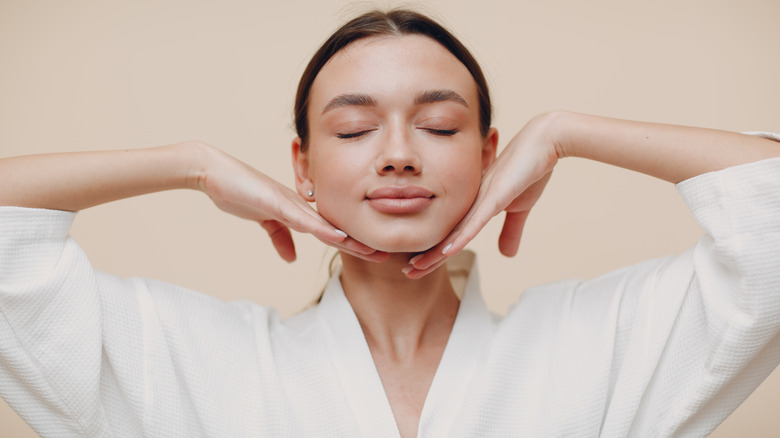 smiling woman with healthy skin